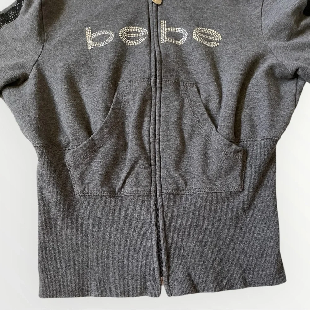 Y2K Rhinestone Bebe zip up cropped hoodie - Picture 4 of 5